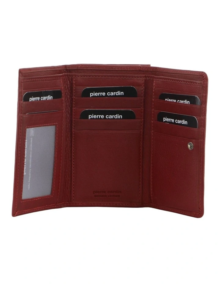 Leather Tri-Fold Wallet Small in Red
