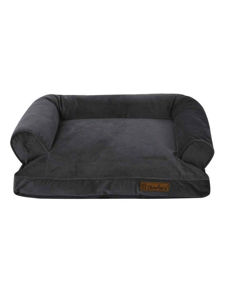 Corduroy Dog Sofa Bed in Charcoal