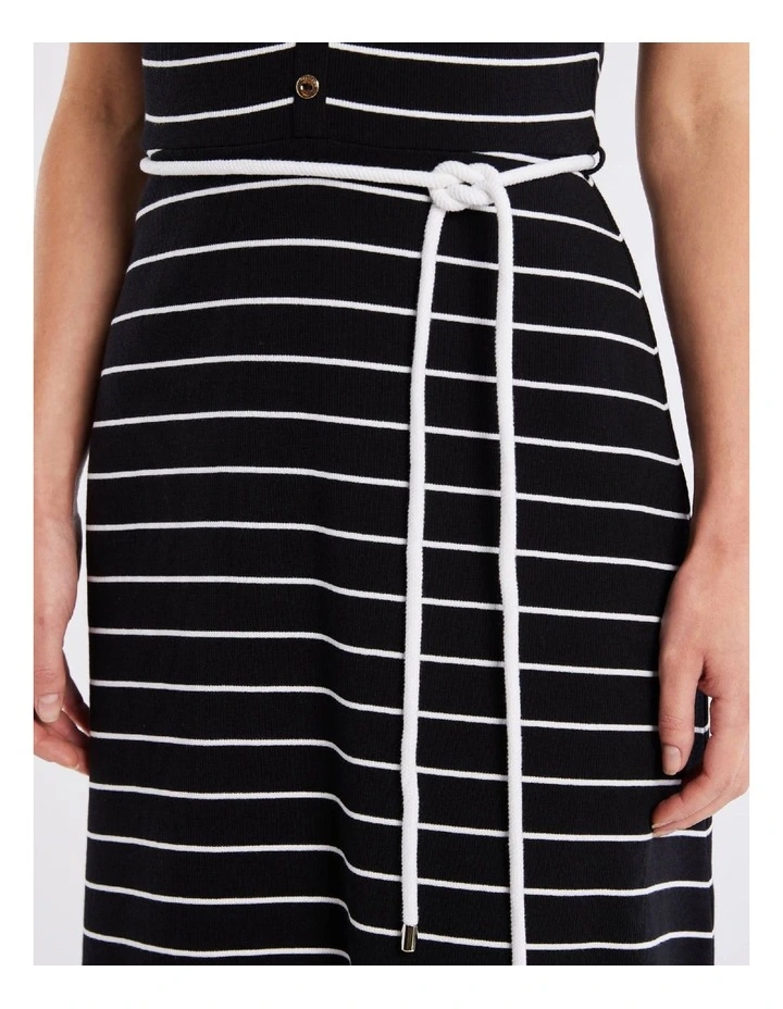 Sandy Rib Dress in Black/Ivory