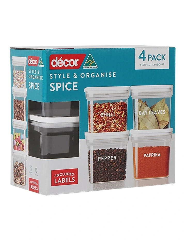 Pantry Style and Organise Spice 310ml 4 Piece in Clear