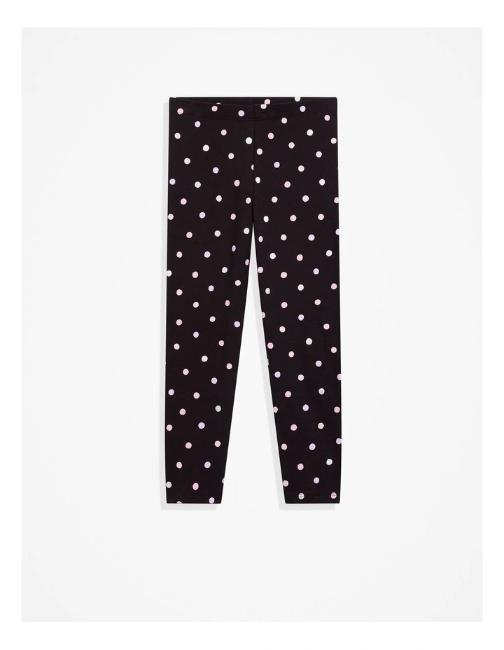 Organically Grown Cotton Blend Spot Legging in Multi Spot Black