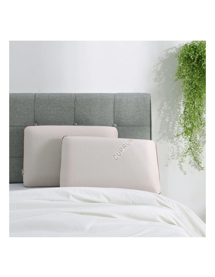 Copper Cooling Gel Top Memory Foam Standard Pillow Twin Pack in Rust Red