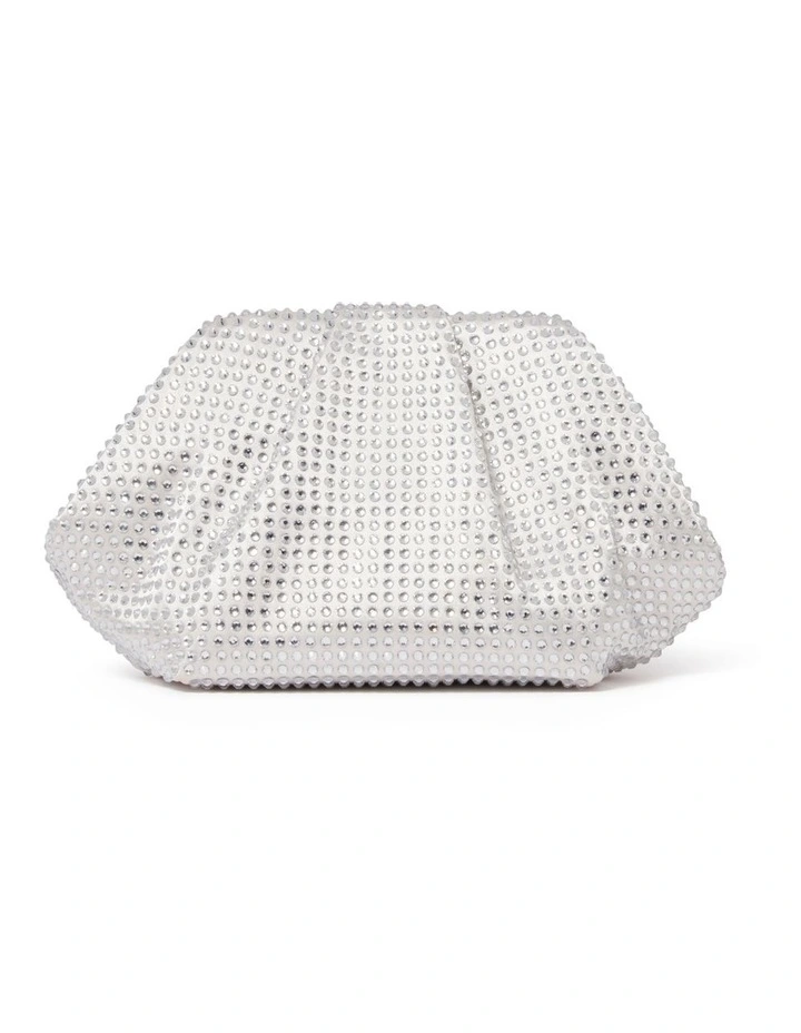 Signature Reece Ruched Clutch in Silver