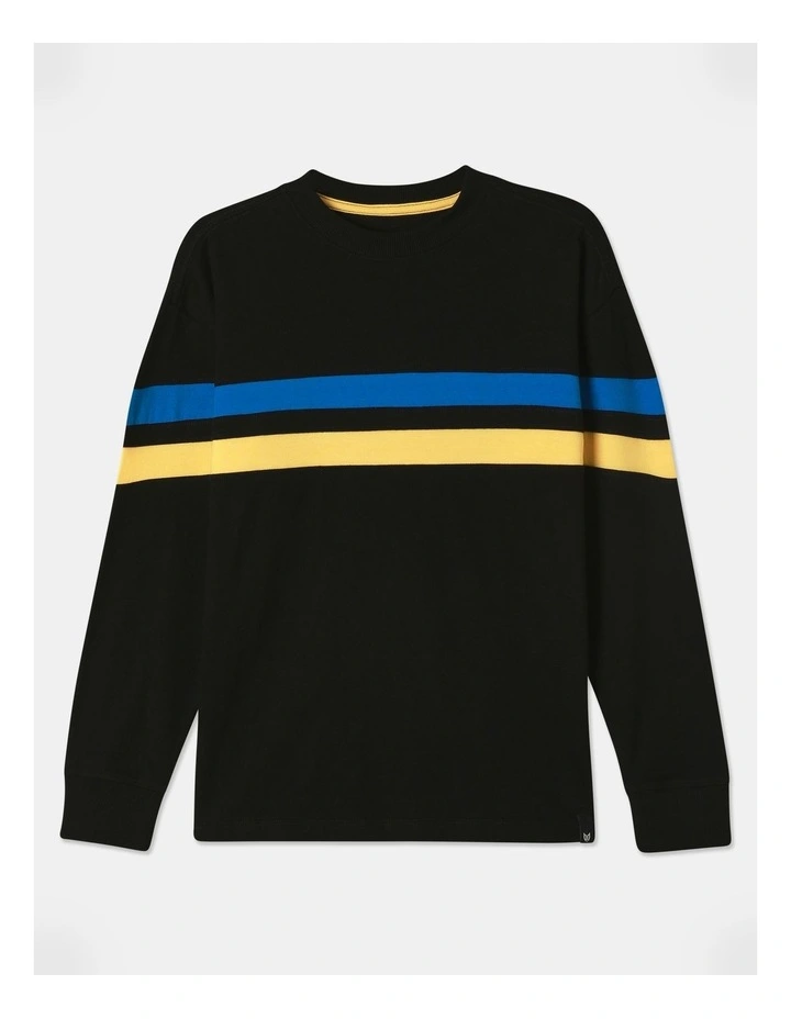 Long Sleeve Splice Tee in Black