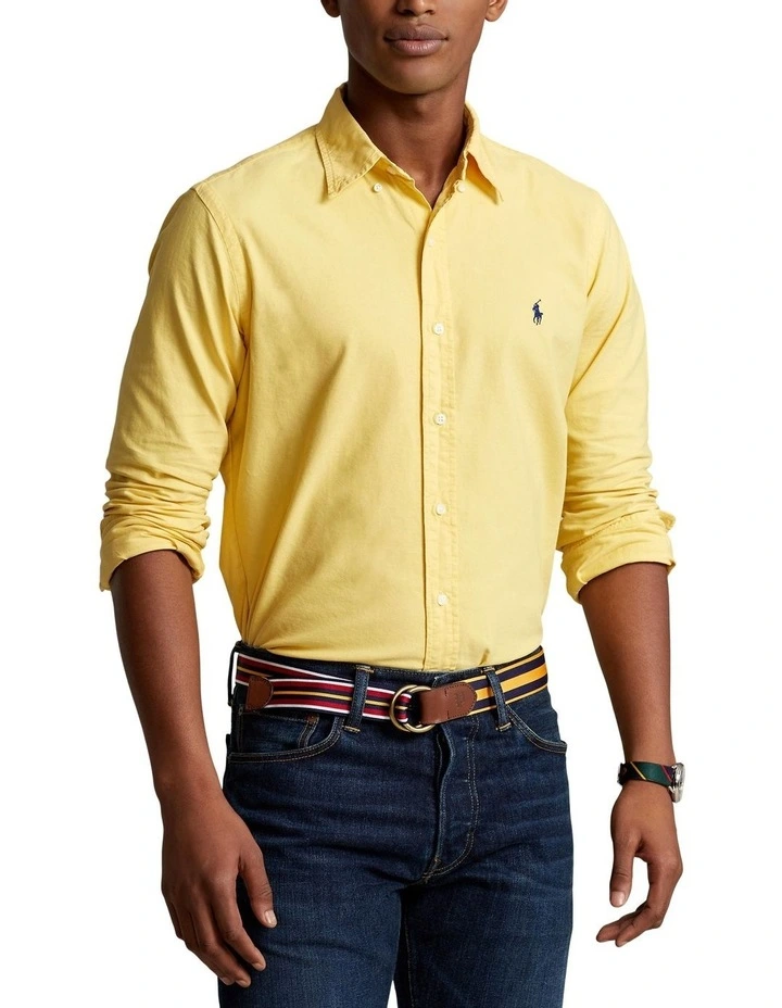 Classic Fit Garment-Dyed Oxford Shirt in Yellow