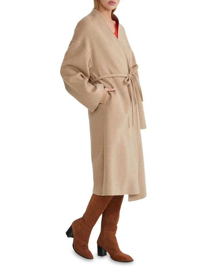 Mira Wool Rich Unlined Coat in Camel