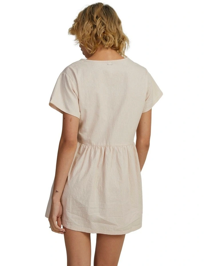 Crush Wrapped Mini Dress in Stone