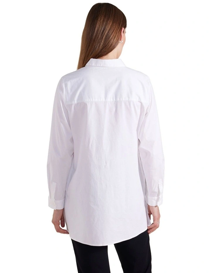 Long Sleeve Boxy Essential Shirt in White