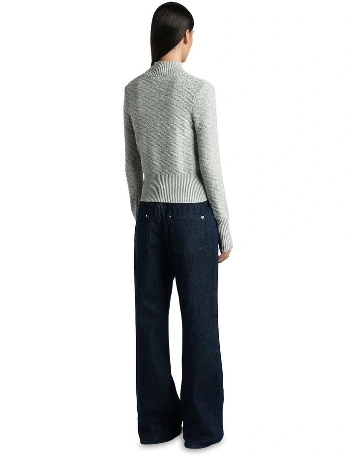 Chunky Zig Zag Sweater in Pale Grey
