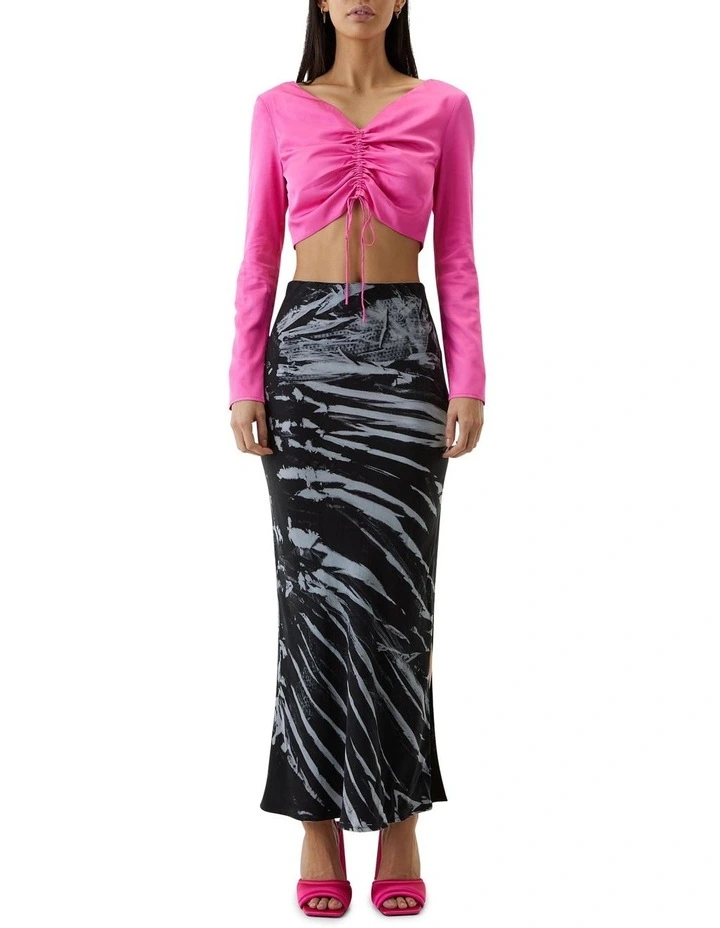 Drawn Out Long Sleeve Top in Lipstick Pink