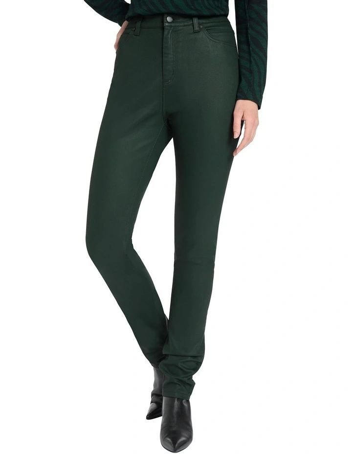 Kennedy Coated High Rise Jean in Green