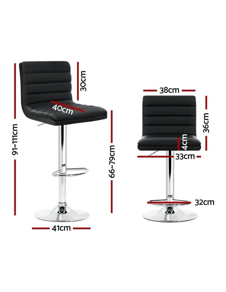 Leather 4x Bar Stool Kitchen Chairs in Black