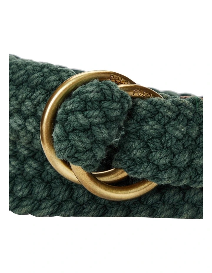 Webbed Cotton O-Ring Belt in Green