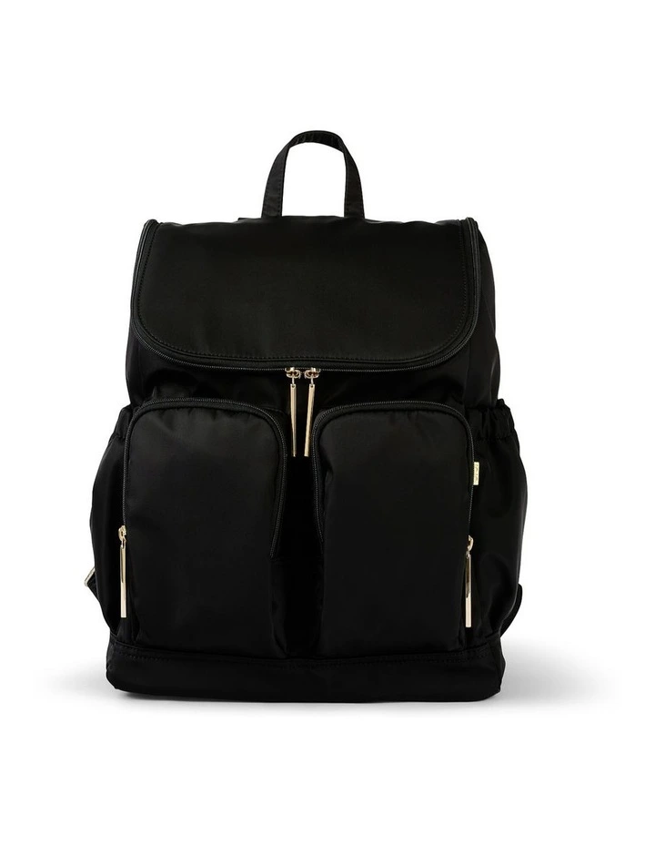 Signature Nylon Nappy Backpack in Black