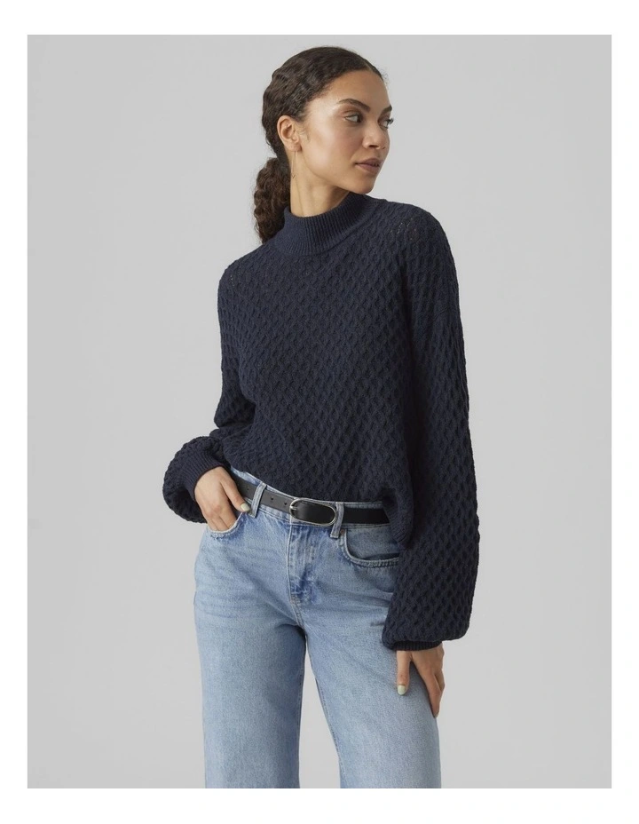 Gracie High Neck Knit in Navy