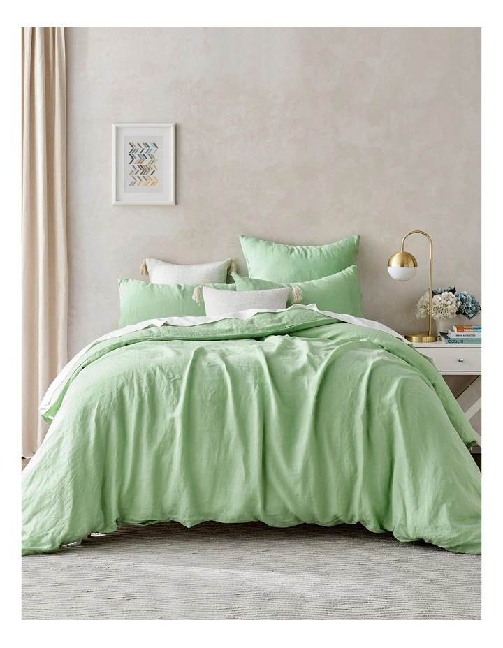 Linen European Flax Linen Quilt Cover Set in Sage