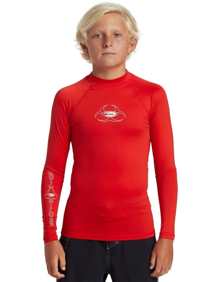 Saturn Long Sleeve UPF 50 Surf T-shirt in High Risk Red