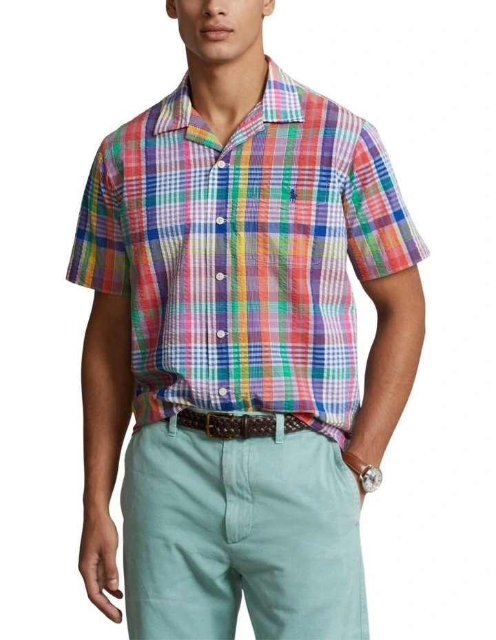 Classic Fit Plaid Seersucker Camp Shirt in Assorted