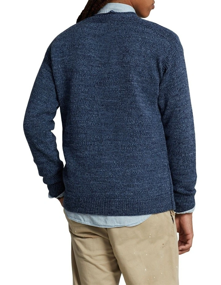 Flag Cotton Rollneck Sweater in Blue