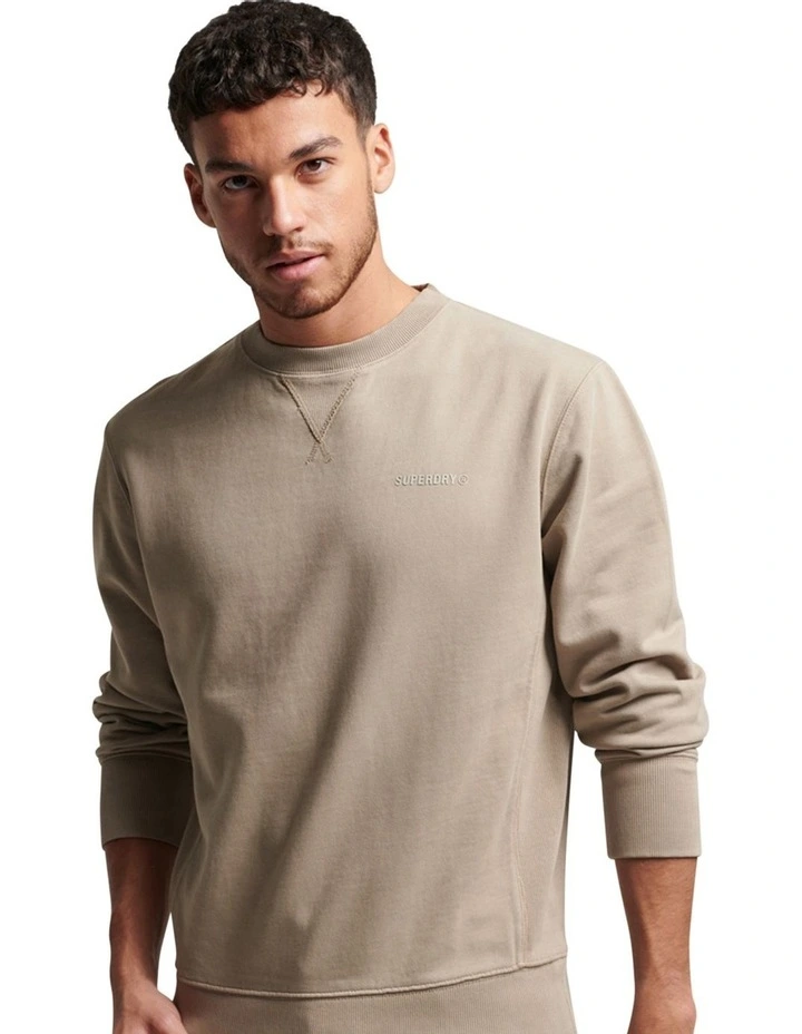 Code Essential Overdyed Crew Knit in Stone Dark Grey