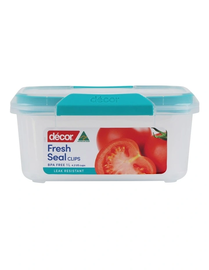 Fresh Seal Clips Oblong Food Storage 1L in Clear/Blue
