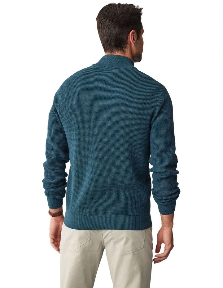 Waffle Half Zip Knit in Forest