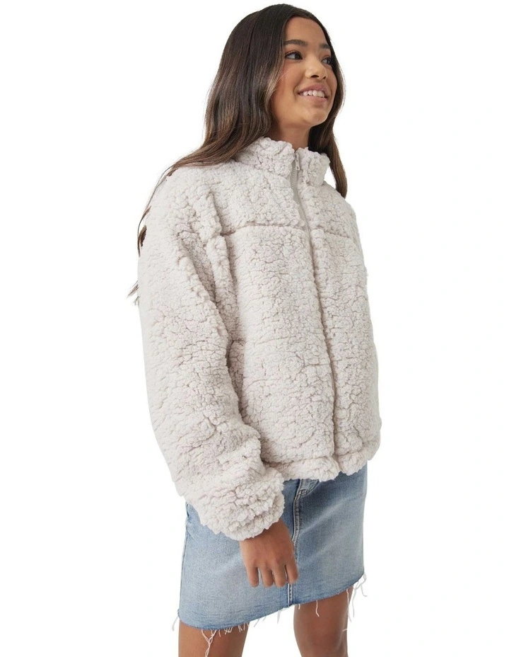 Teddy Detailed Jacket in Almond
