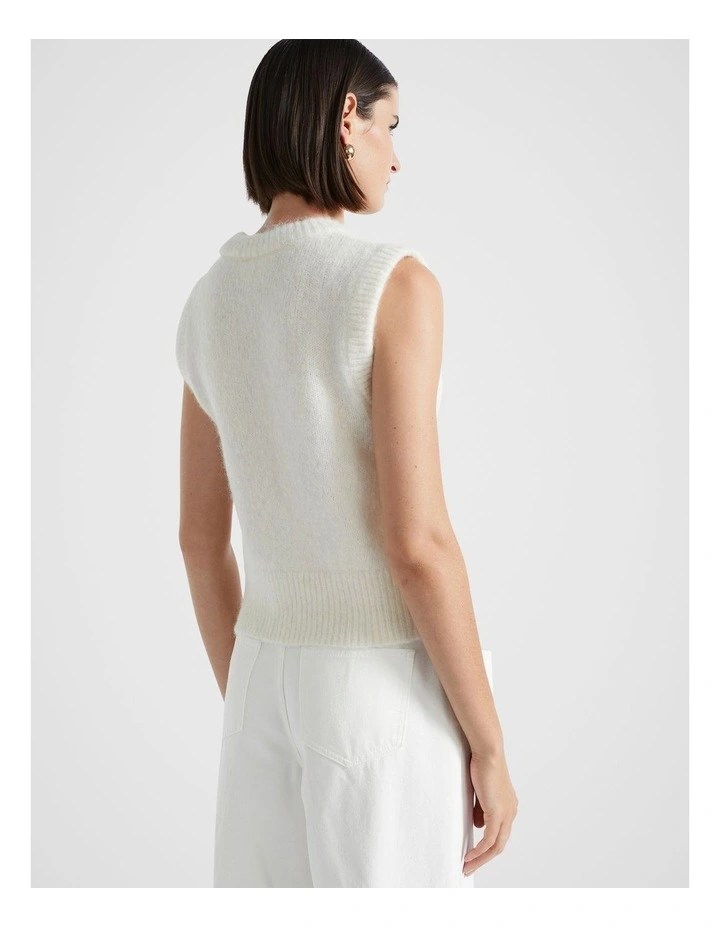Wool Blend Crew Neck Vest in Cloud Cream