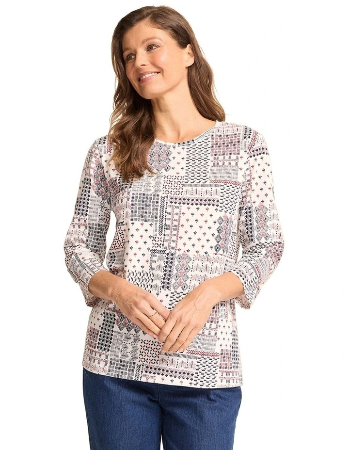 Kippa 3/4 Sleeve Top in Vanilla