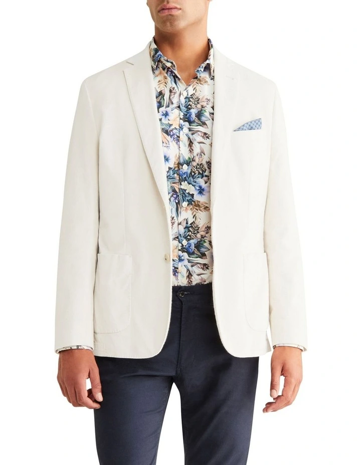 Slim 28 Wale Cord Blazer Jacket in Ecru