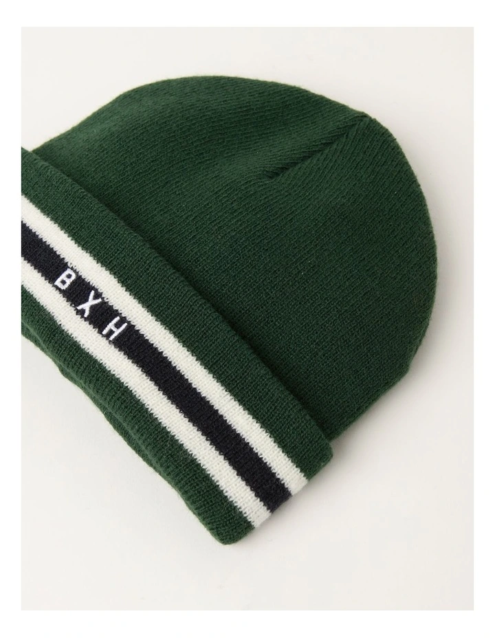 Stripe Logo Beanie in Green
