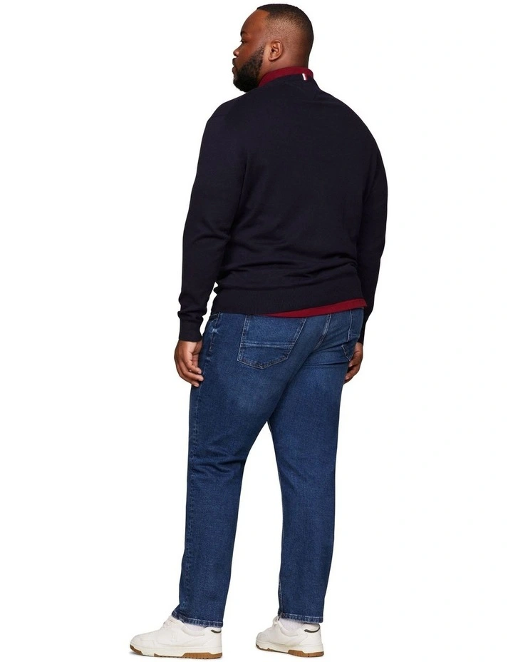 Big and Tall Pima Organic Cotton Cashmere V-Neck Knit in Navy