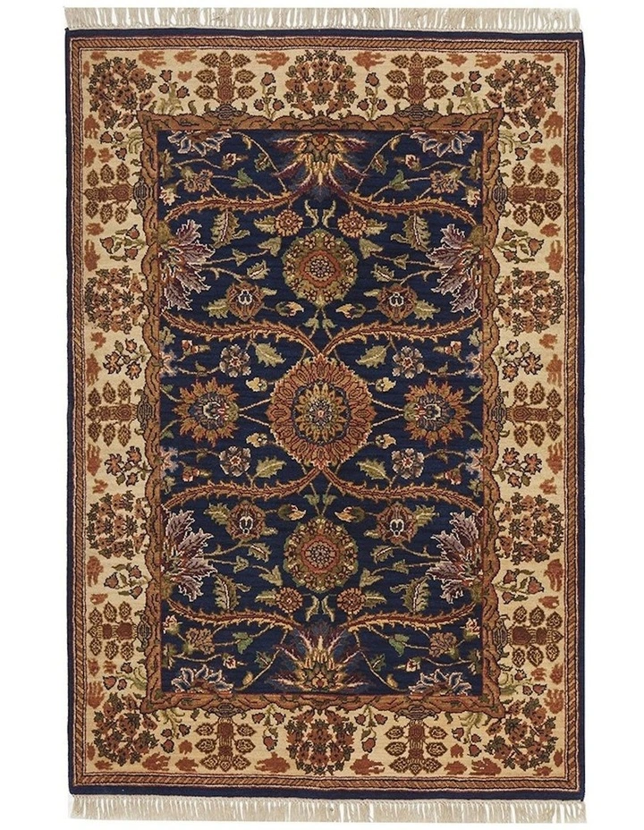 Indian Handmade Jaypor Rug 180X121cm in Navy