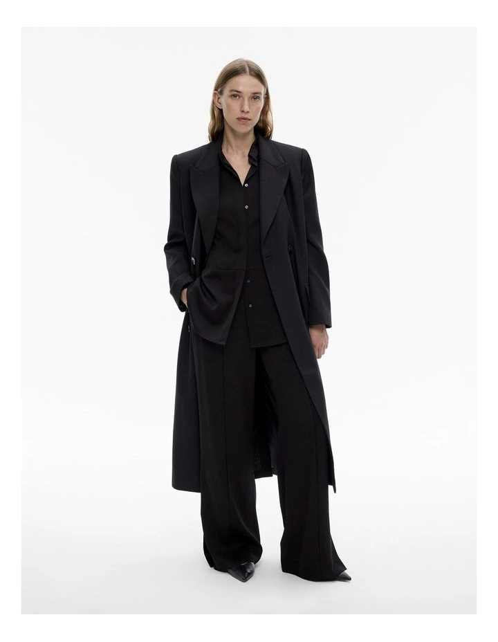Acetate Satin Frame Shirt in Black