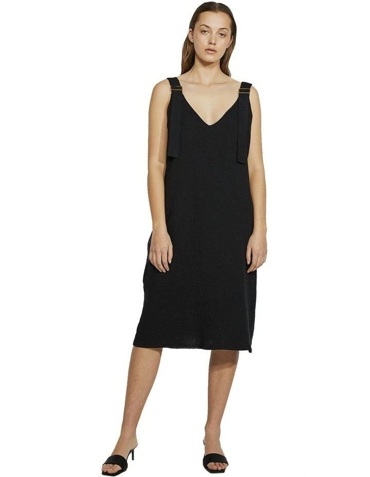 Slide Sleeveless Pinafore Dress in Black