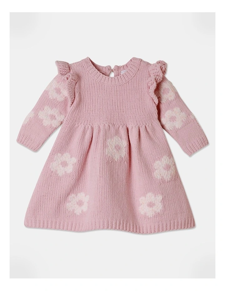 Gradient Flower Chenielle Dress in Pink