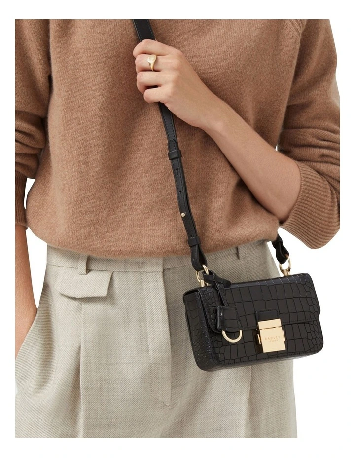 Hanley Close Faux Croc Mini Flapover Crossbody Bag