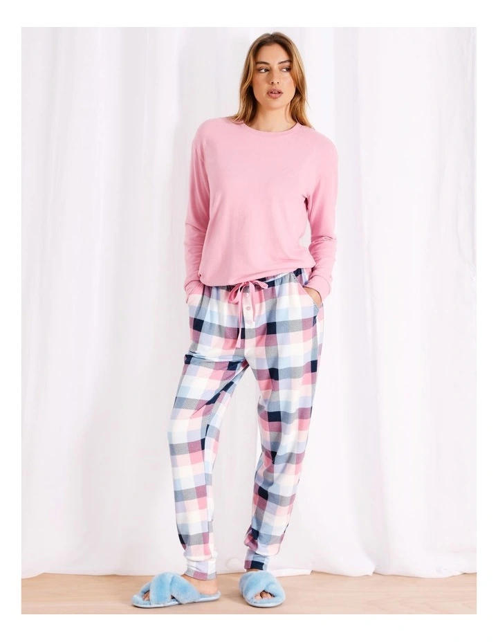 Supersoft Cuffed Pant in Blue and Pink