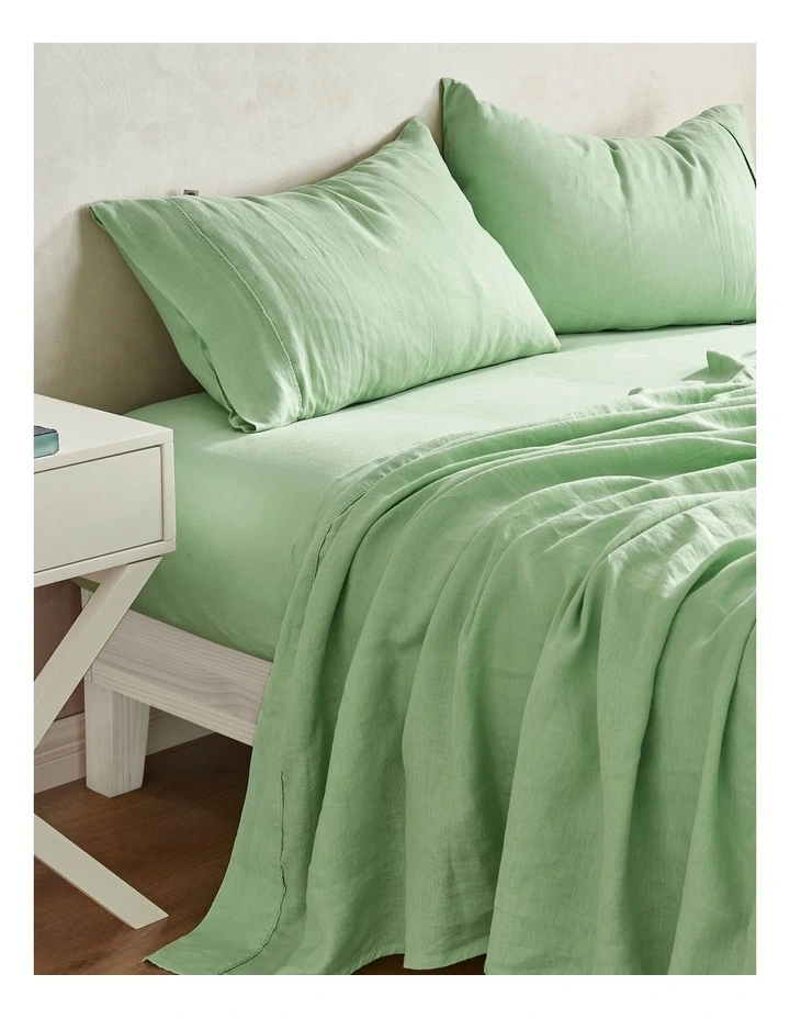 European Flax Linen Sheet Set in Sage