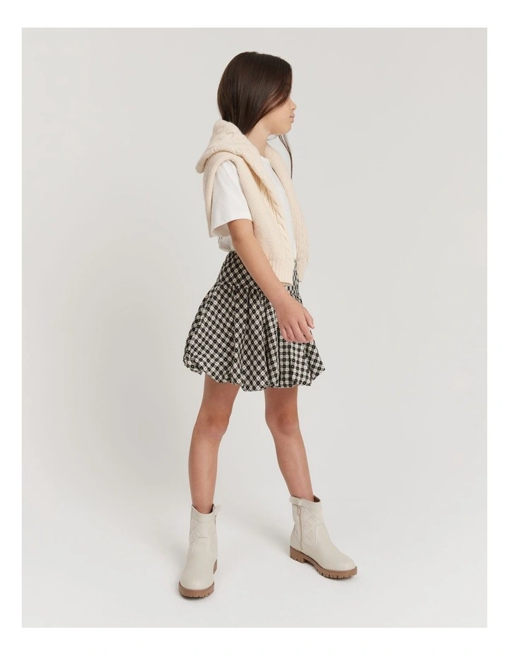 Gingham Bubble Skirt in Charcoal
