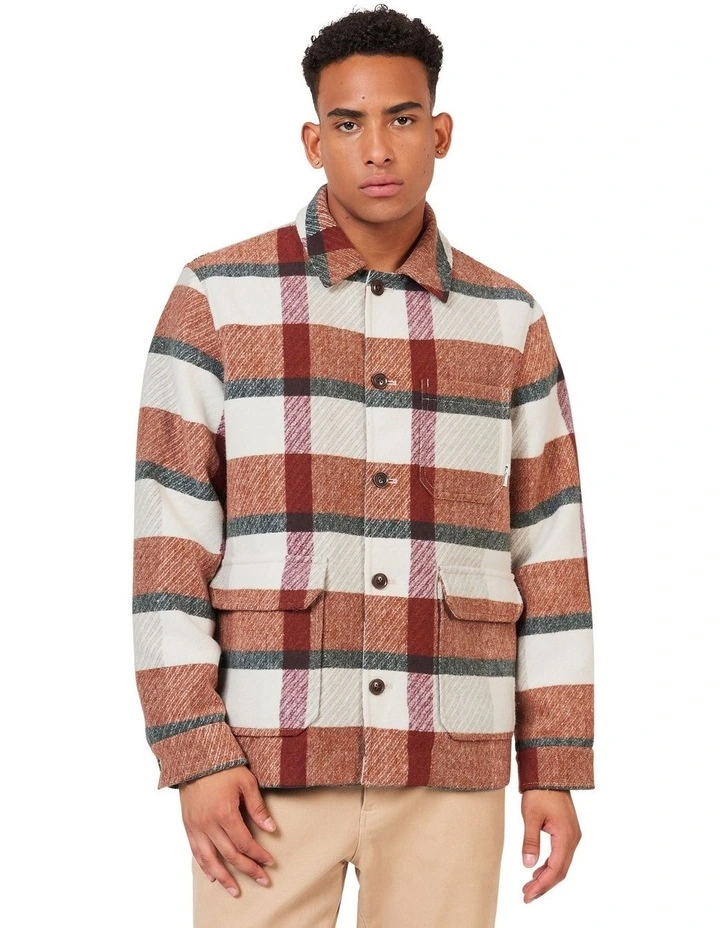 Plaid Workers Jacket in Orange