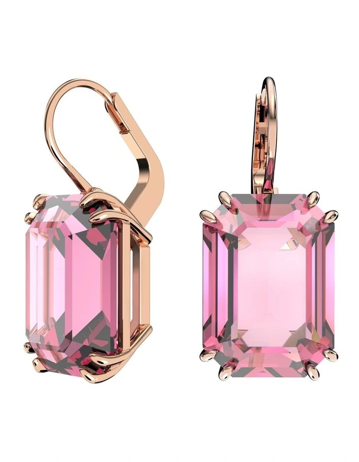 Millenia Drop Earrings Octagon Cut Rose Gold-Tone Plated in Pink