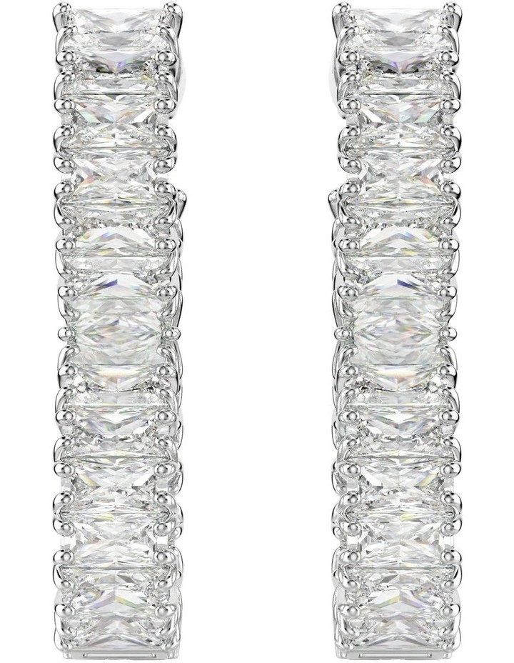Hyperbola Infinity Rhodium Plated Hoop Earrings in White