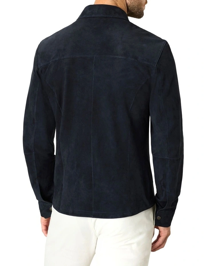 Whitlam Suede Shirt Jacket in Blue