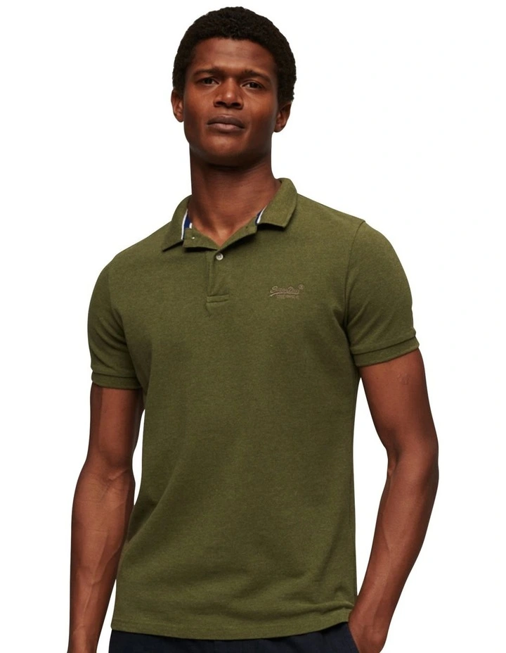 Classic Pique Polo Shirt in Thrift Olive Marl