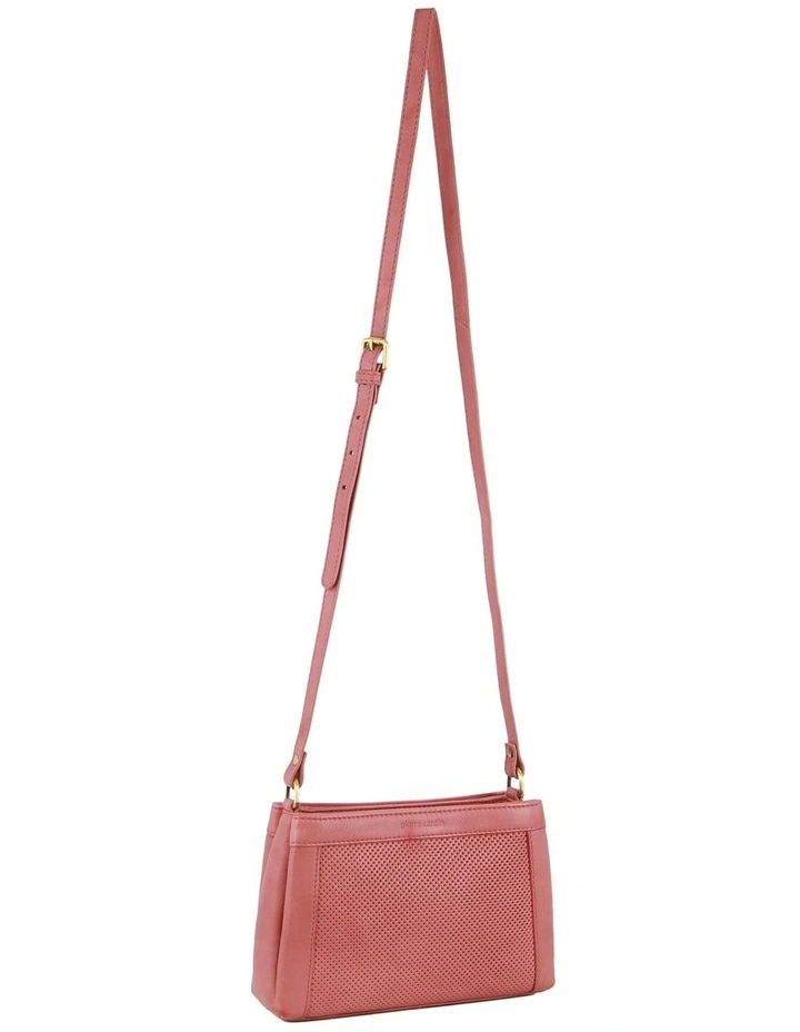 Perforated Design Leather Cross-Body Bag in Marsala