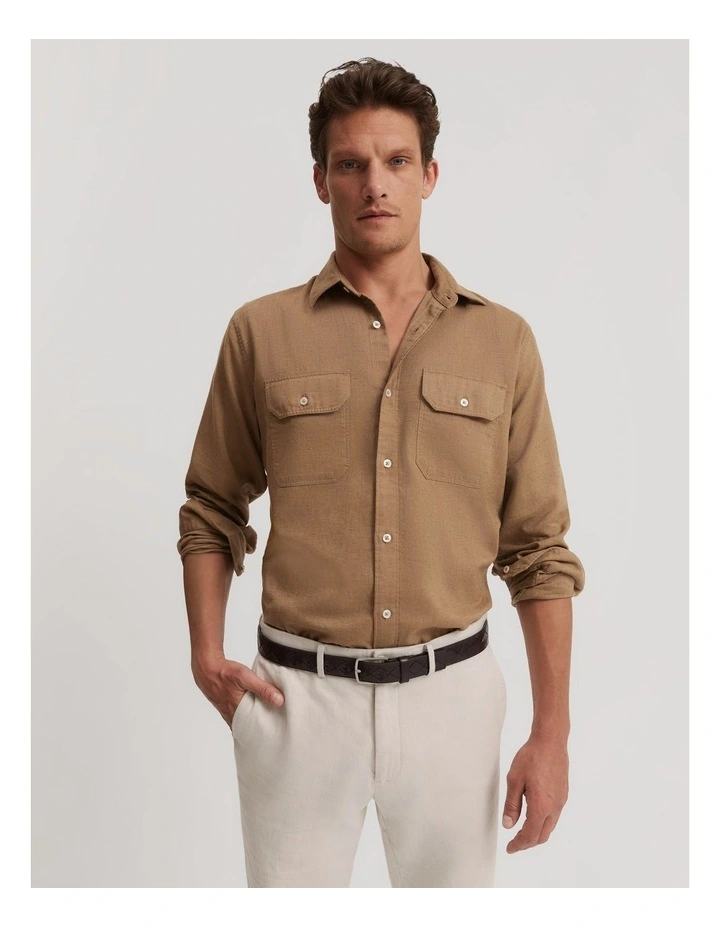 Regular Fit Pocket Shirt in Walnut