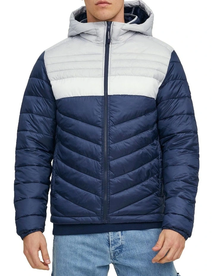 Hero Puffer Hood Jacket in Glacier Gray Blocking
