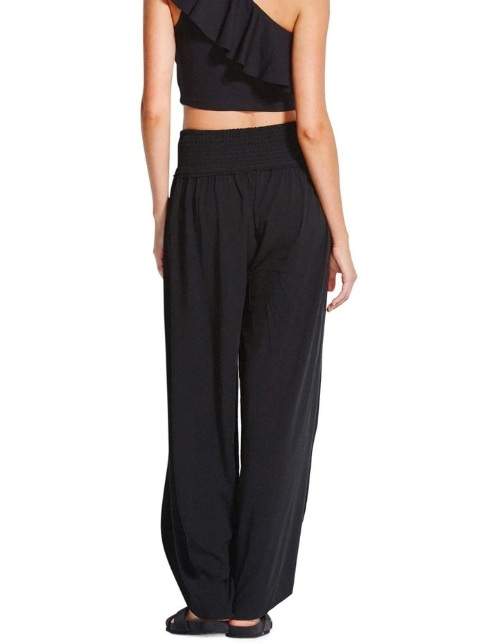 Sun Temple Wrap Waist Wide Leg Pants Black