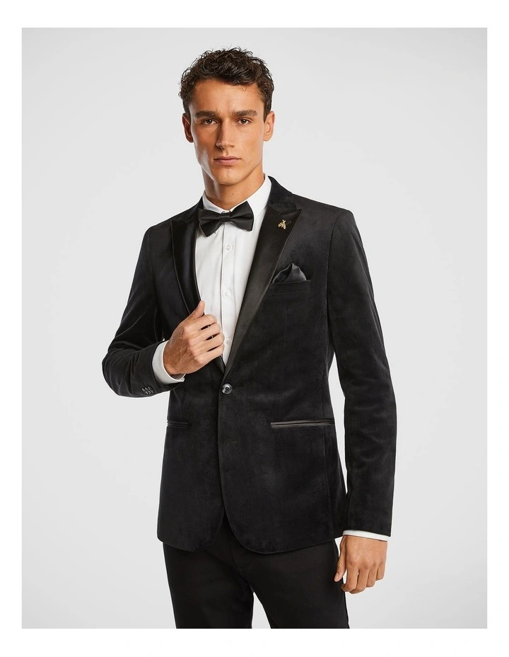 Hollywood Velvet Blazer in Black